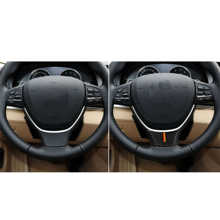 A Edition Yellow Red Color Carbon Fiber Car Small Steering Wheel Decorative Sticker for BMW 5 Ser...