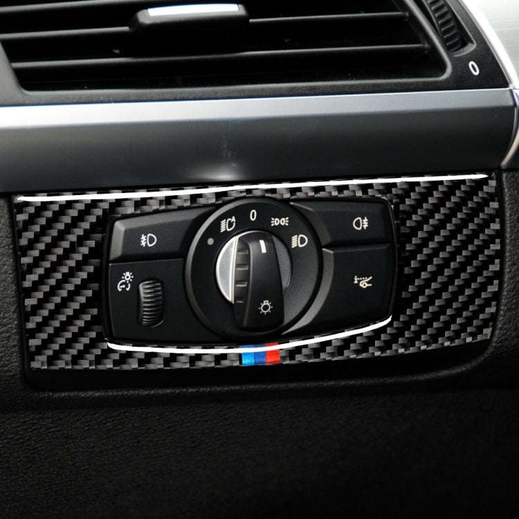 Car Carbon Fiber Tricolor Headlight Decorative Sticker for BMW E70 X5 / E71 X6 2008-2013, Left Drive