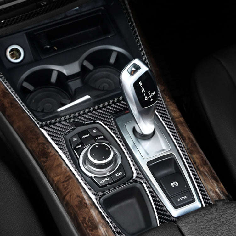 Car Carbon Fiber Water Cup Holder Decorative Sticker for BMW E70 X5 / E71 X6 2009-2013, Right Drive
