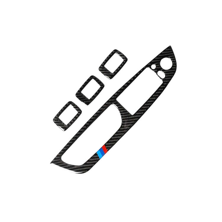 4 in 1 Car Carbon Fiber Tricolor Window Lift Switch Panel Decorative Sticker for BMW 2008-2013 X5...