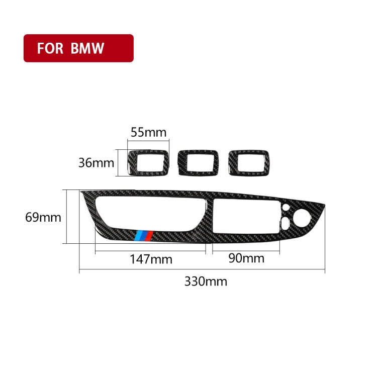 4 in 1 Car Carbon Fiber Tricolor Window Lift Switch Panel Decorative Sticker for BMW 2008-2013 X5...
