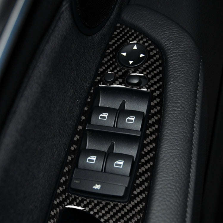 4 in 1 Car Carbon Fiber Tricolor Window Lift Switch Panel Decorative Sticker for BMW 2008-2013 X5...