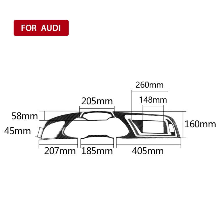 Car Carbon Fiber Dashboard Frame Decorative Sticker for Audi A4 2009-2010 / A4L 2009-2012, Left D...