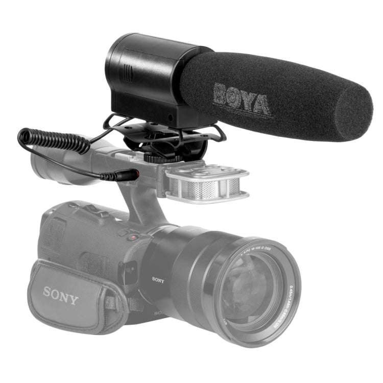 BOYA BY-DMR7 Shotgun Condenser Broadcast Microphone with LCD Display & Integrated Flash Recorder ...