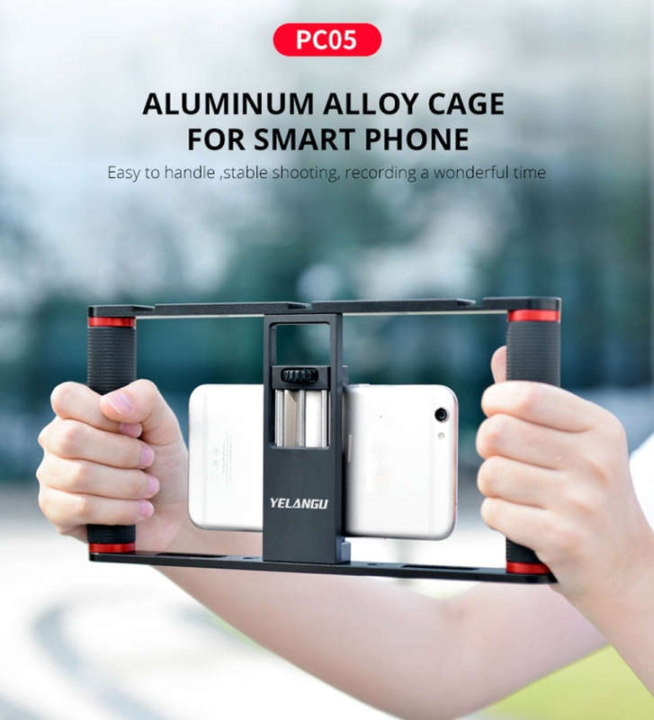 YELANGU PC05 YLG0909B Vlogging Live Broadcast Smartphone Metal Cage Video Rig Filmmaking Recordin...