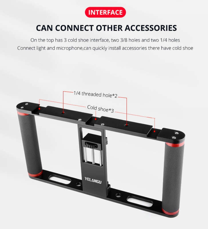 YELANGU PC05 YLG0909B Vlogging Live Broadcast Smartphone Metal Cage Video Rig Filmmaking Recordin...
