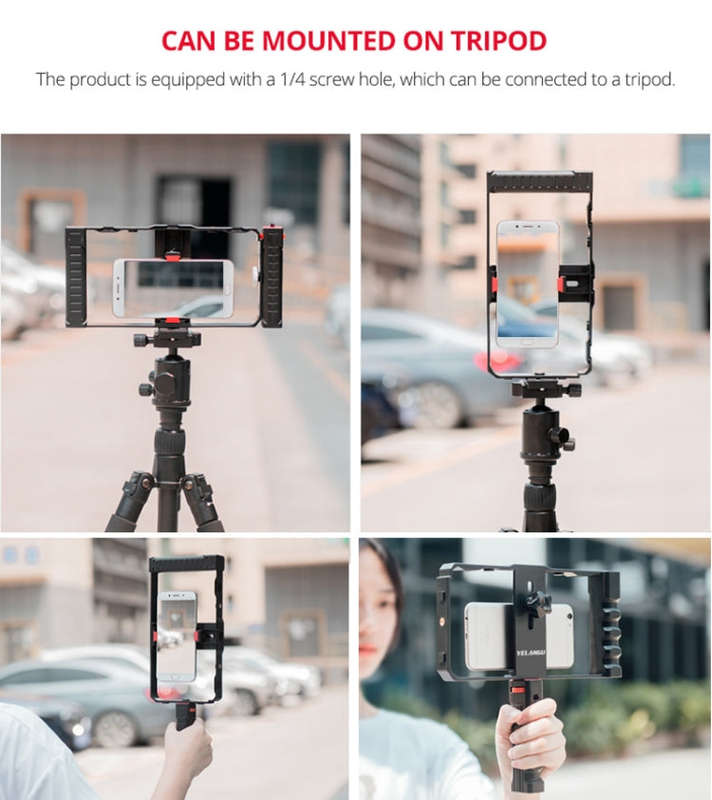 YELANGU PC02A Vlogging Live Broadcast Plastic Cage Video Rig Filmmaking Stabilizer Bracket for iP...