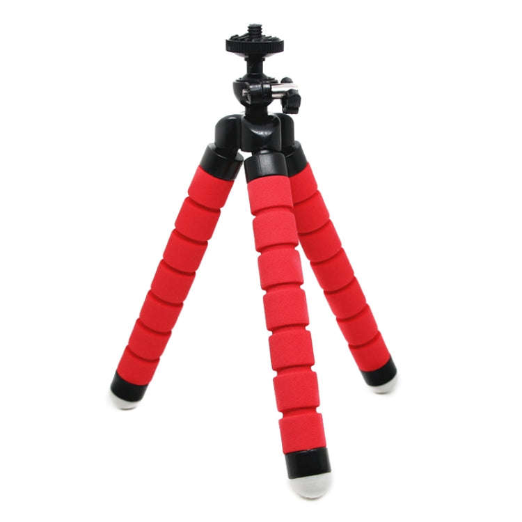 Mini Octopus Flexible Foam Tripod Holder with Phone Clamp & Remote Control (Red)