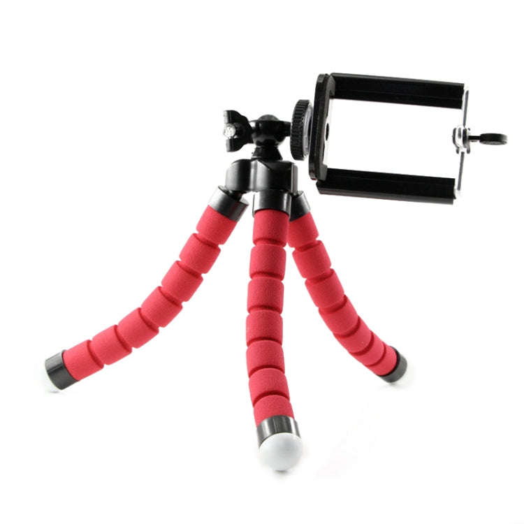Mini Octopus Flexible Foam Tripod Holder with Phone Clamp & Remote Control (Red)