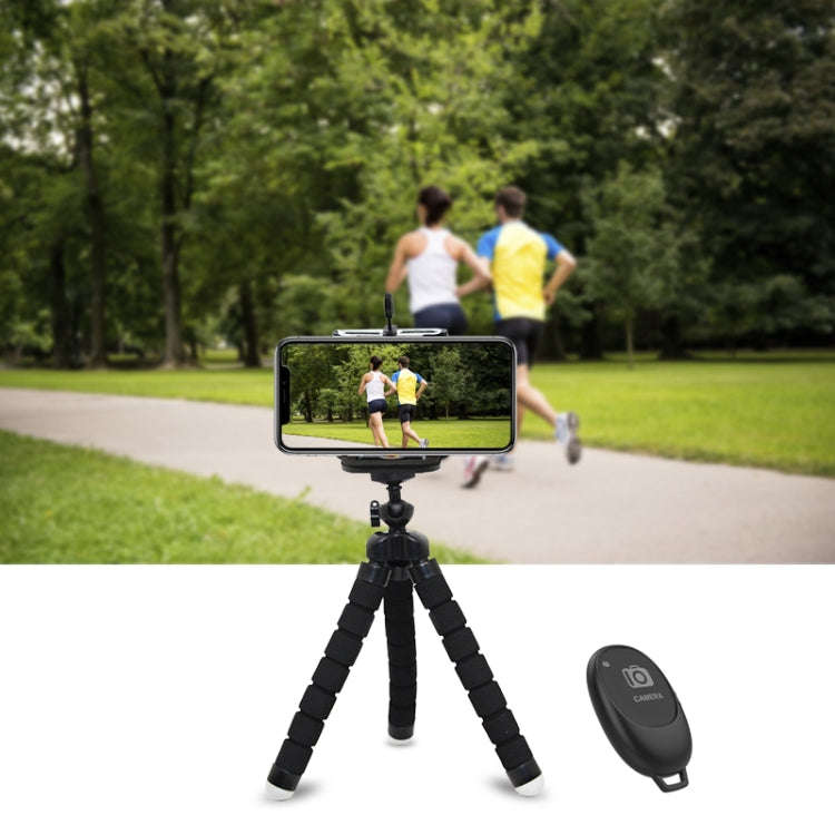 Mini Octopus Flexible Foam Tripod Holder with Phone Clamp & Remote Control (Red)