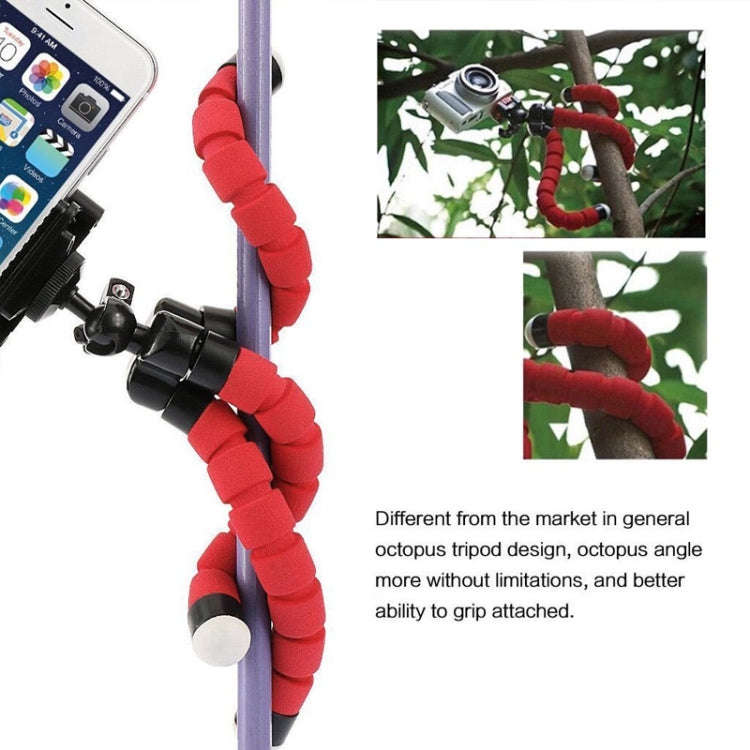 Mini Octopus Flexible Foam Tripod Holder with Phone Clamp & Remote Control (Red)
