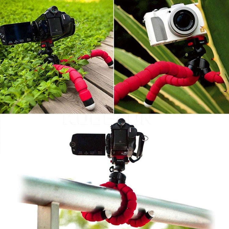 Mini Octopus Flexible Foam Tripod Holder with Phone Clamp & Remote Control (Red)