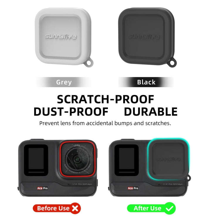 For Insta360 Ace / Ace Pro Sunnylife Silicone Lens Cap Protector Lens Cover (Grey)