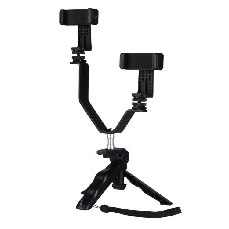 Smartphone Live Broadcast Bracket Grip Folding Tripod Holder Kits with 2x Phone Clips , For iPhon...