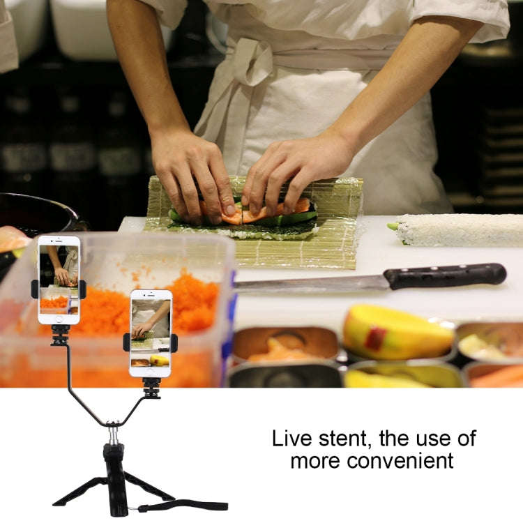 Smartphone Live Broadcast Bracket Grip Folding Tripod Holder Kits with 2x Phone Clips , For iPhon...