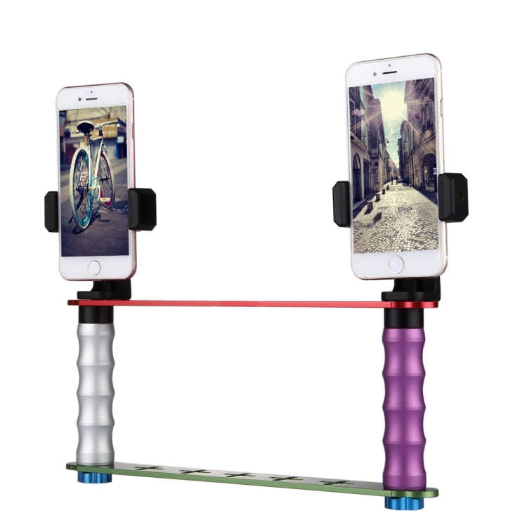 Smartphone Live Broadcast Bracket Dual Hand-held Selfie Mount Kits with 2x Phone Clips, For iPhon...