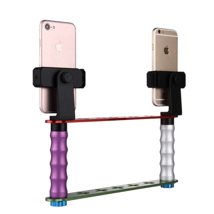 Smartphone Live Broadcast Bracket Dual Hand-held Selfie Mount Kits with 2x Phone Clips, For iPhon...