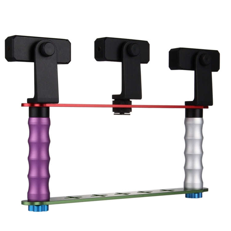 Smartphone Live Broadcast Bracket Dual Hand-held Selfie Mount Kits with 2x V-Bracket + 3x Phone C...