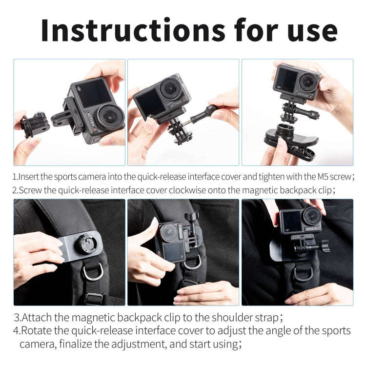 STARTRC 360 Degree Rotation Backpack Clip Magnetic Suction Mount (Black)