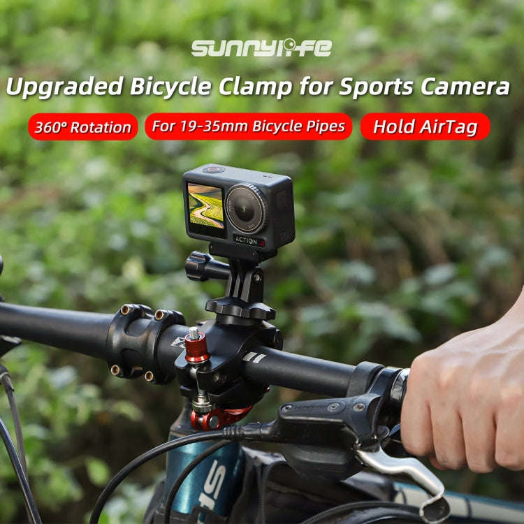 Sunnylife Sports Camera Universal Bicycle Clamp 360 Rotation 19-35mm Clip for DJI Action / Insta3...