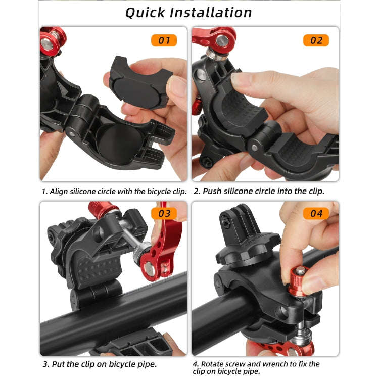 Sunnylife Sports Camera Universal Bicycle Clamp 360 Rotation 19-35mm Clip for DJI Action / Insta3...
