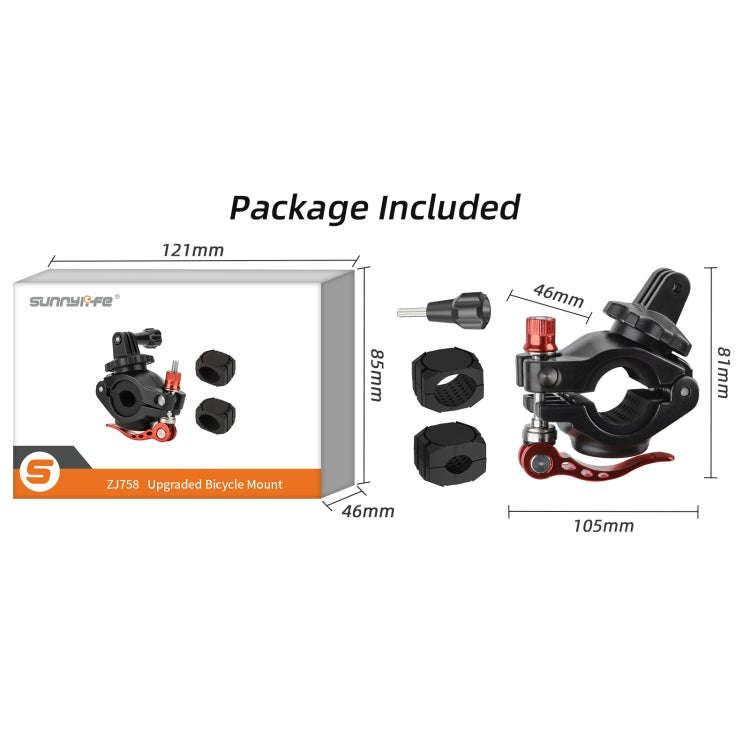 Sunnylife Sports Camera Universal Bicycle Clamp 360 Rotation 19-35mm Clip for DJI Action / Insta3...