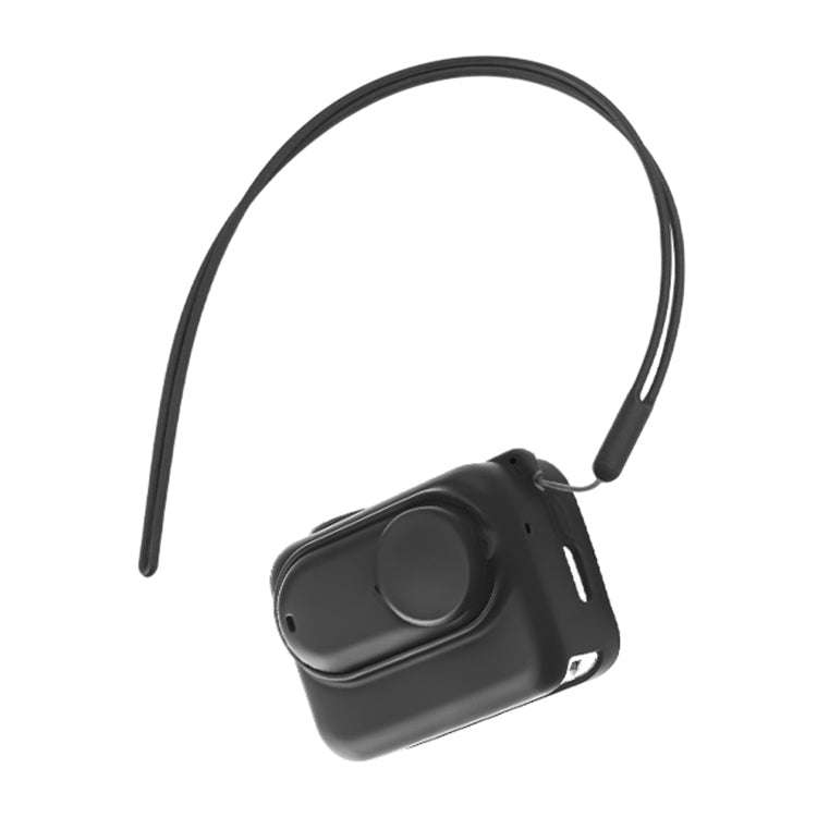For Insta360 GO 3 Camera Body Charging Case Silicone Case with Lens Cap & Strap (Black)