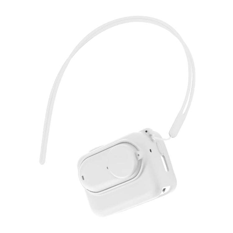 For Insta360 GO 3 Camera Body Charging Case Silicone Case with Lens Cap & Strap (White)