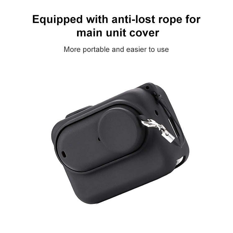For Insta360 GO 3 Camera Body Charging Case Silicone Case with Lens Cap & Strap (White)