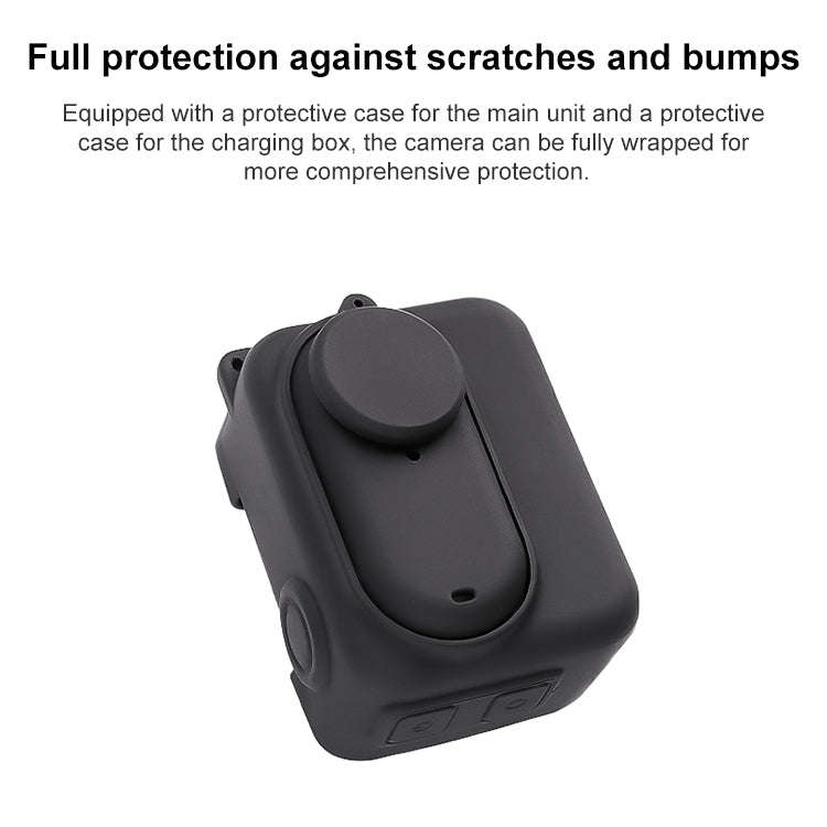 For Insta360 GO 3 Camera Body Charging Case Silicone Case with Lens Cap & Strap (White)