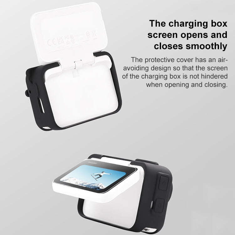 For Insta360 GO 3 Camera Body Charging Case Silicone Case with Lens Cap & Strap (White)