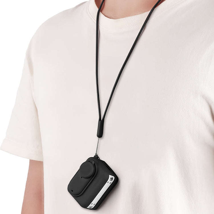 For Insta360 GO 3 Camera Body Charging Case Silicone Case with Lens Cap & Strap (White)