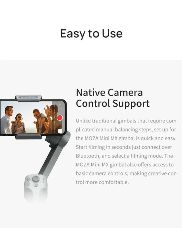 MOZA Mini MX 3 Axis Foldable Handheld Gimbal Stabilizer for Action Camera and Smart Phone(Grey)