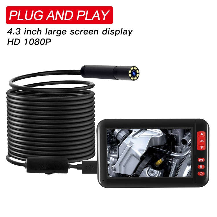 P20 4.3 Inch Screen Display HD1080P Inspection Endoscope with 8 LEDs, Length: 5m, Lens Diameter: ...