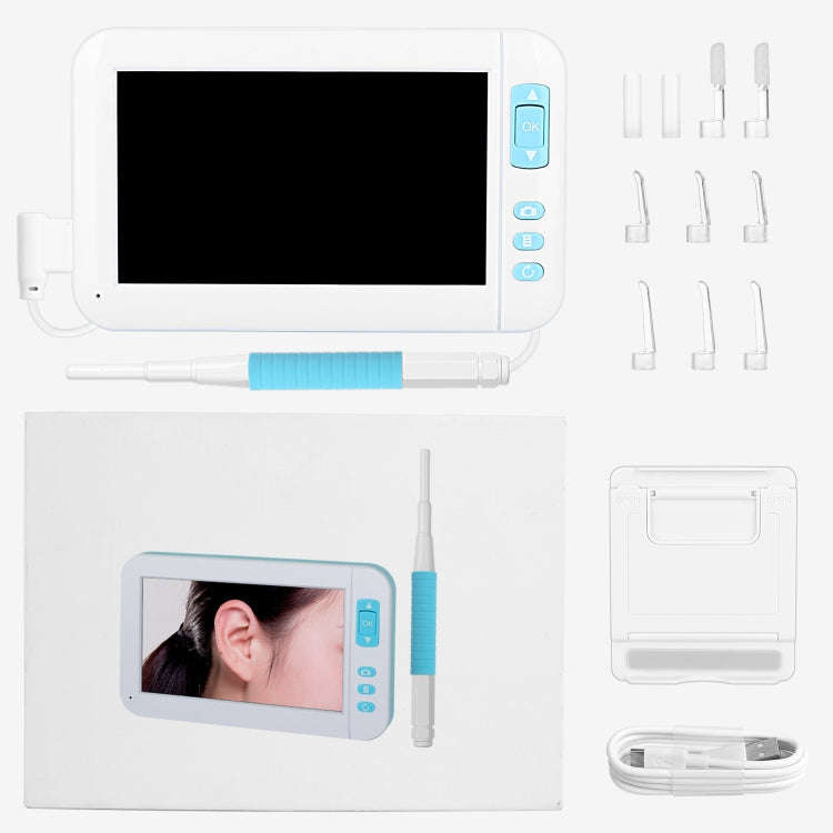 C01 4.3 Inch Screen Display HD1080P Visual Earspoon Endoscope with 6 LEDs, Diameter:3.9mm