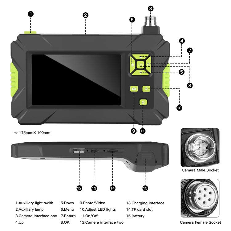 P30 8mm IP67 Waterproof 4.3 inch HD Portable Endoscope Hard Cable Industrial Endoscope, Cable Len...