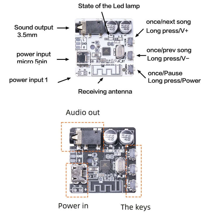 6966 DIY Bluetooth 5.0 Audio Receiver Board Module MP3 Lossless Player Wireless Stereo Music Ampl...