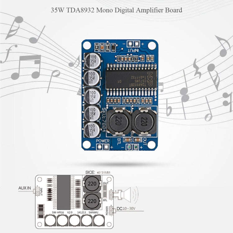 Mini 35W TDA8932 Mono Digital Amplifier Board
