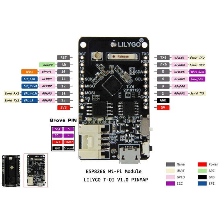 TTGO T-OI ESP8266 Chip Rechargeable 16340 Battery Holder Development Board