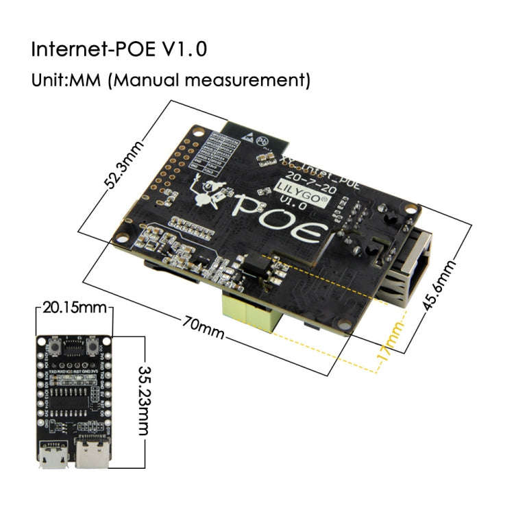 TTGO T-Internet-POE ESP3 Module Ethernet Adapters Extension Board