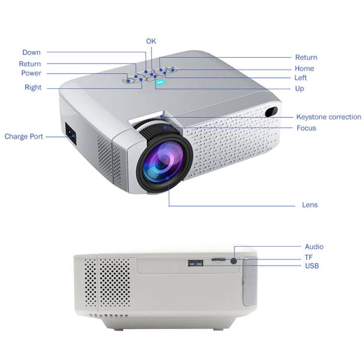 D40S 1600 Lumens Portable Home Theater LED HD Digital Projector (Silver)