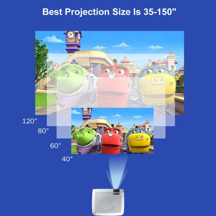 D40S 1600 Lumens Portable Home Theater LED HD Digital Projector (Silver)