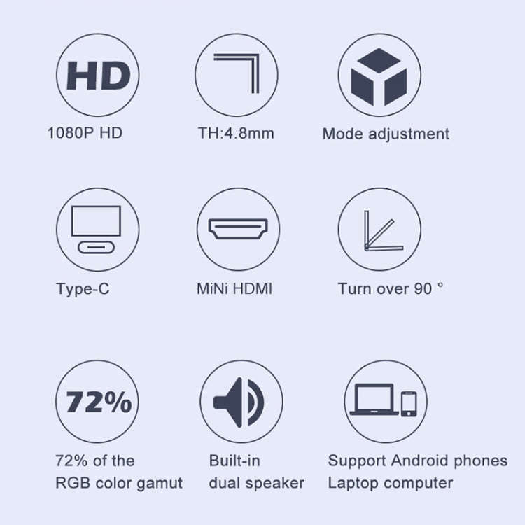 M8 14inch 1080P Ultra-thin HD Portable Narrow-edge Display