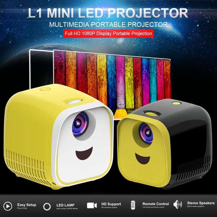 L1 Children Projector Mini LED Portable Home Speaker Projector, AU Plug(Black)