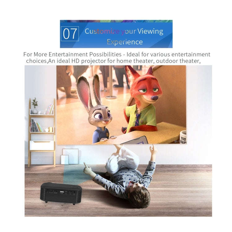 A2000 Portable Projector 800 Lumen LCD Home Theater Video Projector, Support 1080P, UK Plug (White)