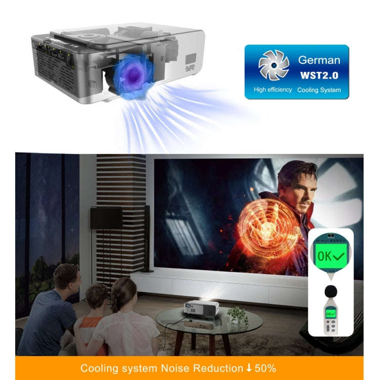 T6 2000ANSI Lumens Mini Theater Projector, Android 7.1 RK3128 Quad Core, 1GB+8GB, EU Plug(Red)