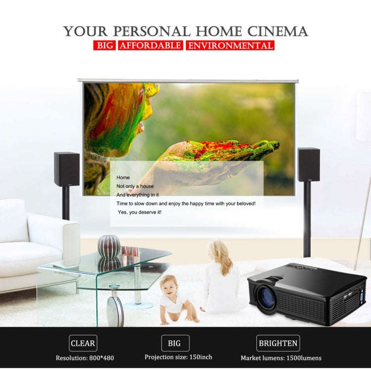 LY-40 1800 Lumens 1280 x 800 Home Theater LED Projector with Remote Control, EU Plug (White)