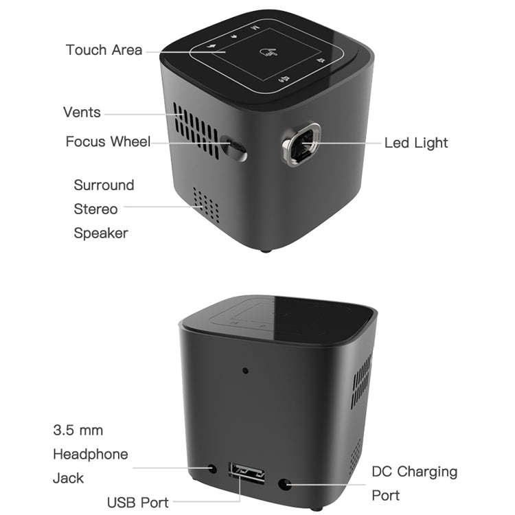 Wejoy S12 50 ANSI Lumen 1920x1080P  Android 7.1 HD Bluetooth 4.1 WiFi Smart 3D Projector, 1G+16G(...