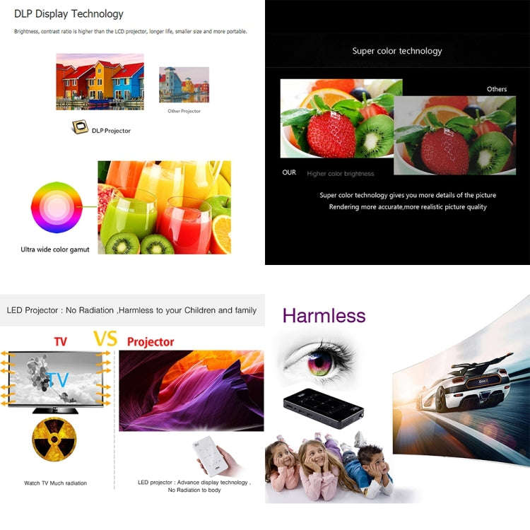 P09 Portable 4K Ultra HD DLP Mini Smart Projector with Infrared Remote Control, Amlogic S905X 4-C...