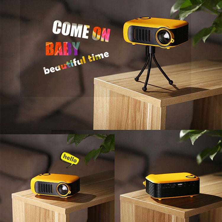 A2000 1080P Mini Portable Smart Projector Children Projector, EU Plug(Black)